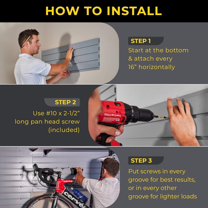 LDdirect 24" X 48" - Grey Slatwall Panel Garage Organizer: Heavy Duty Wall Mounted PVC Rack, Interlocking Slat Paneling for Garage Storage, Slotwall Board, Shelves System - Image 4